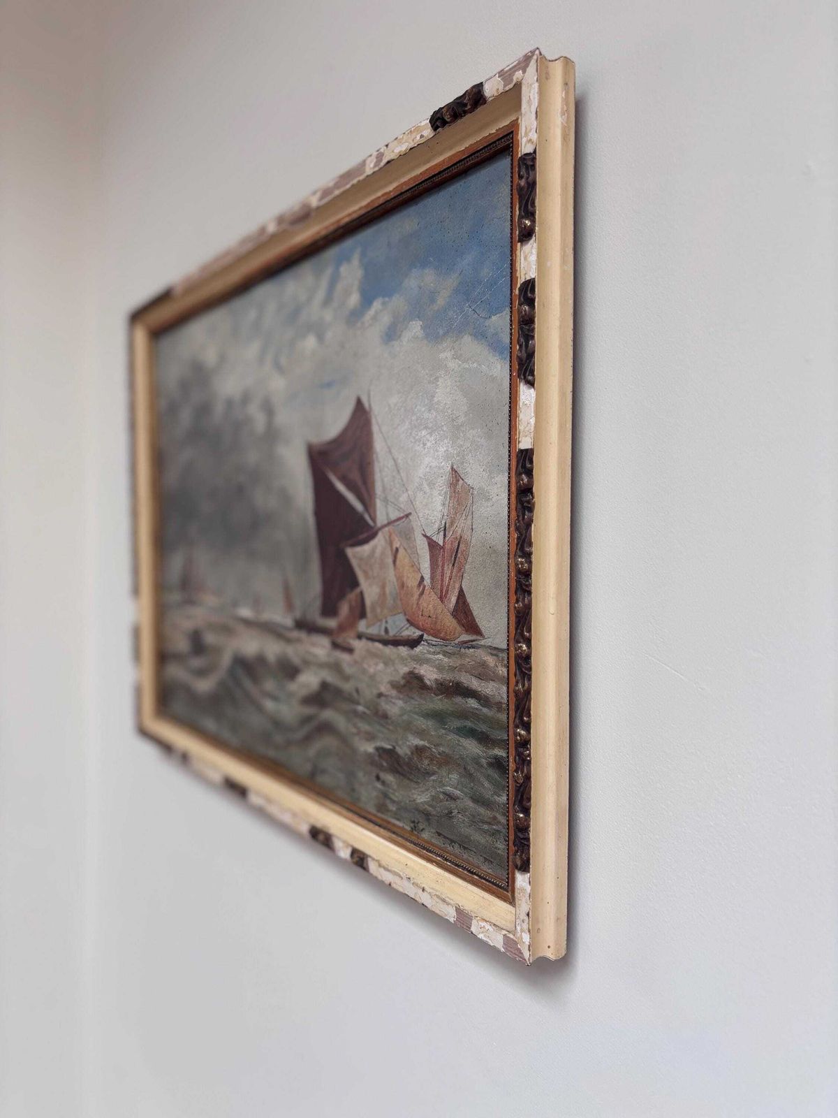 Antique Maritime Print | After Thomas Bush Hardy On The Medway | Rustic Coastal Wall Art photo for sale