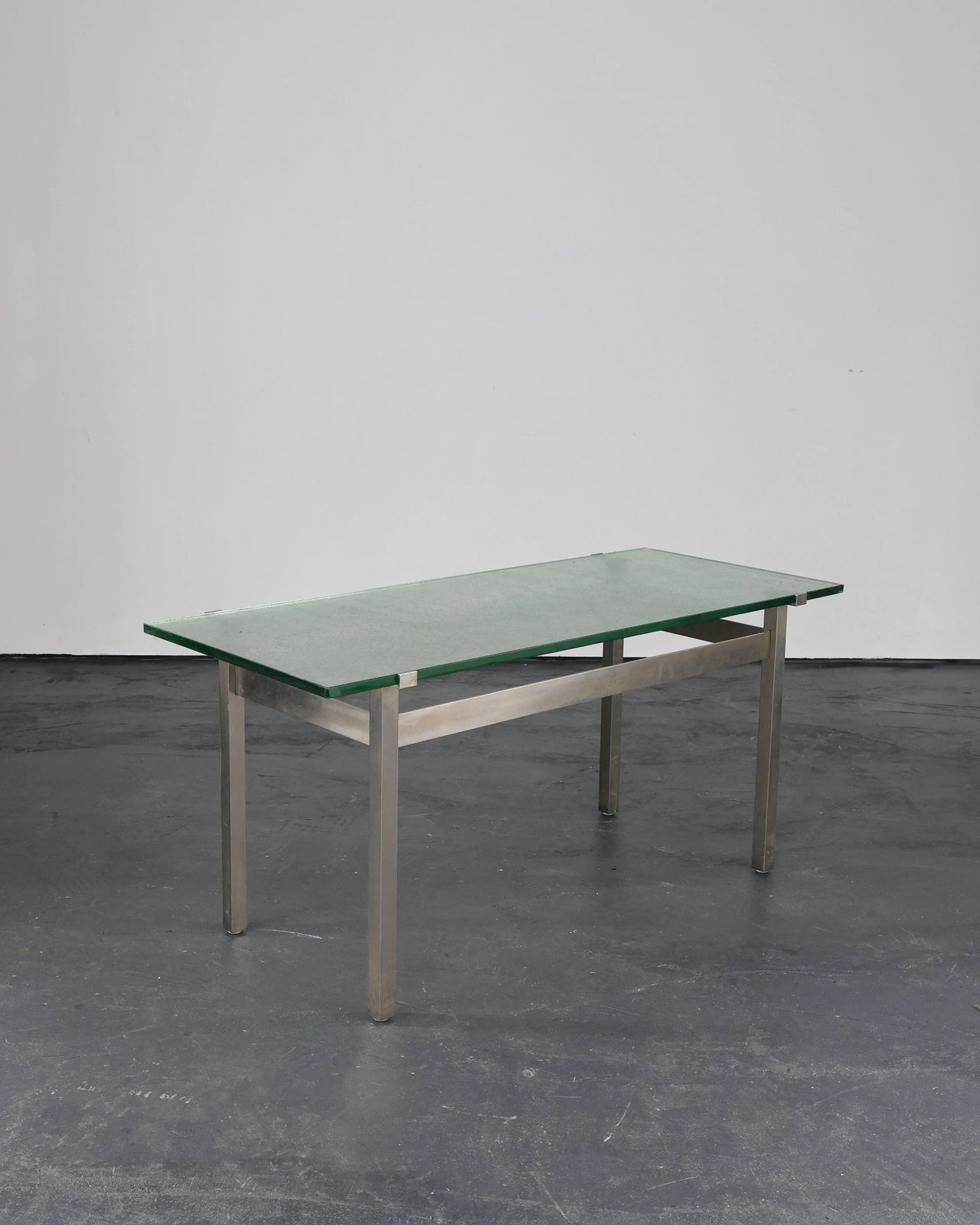 French C.1960s Nickel & Cast Glass Coffee Table photo furniture