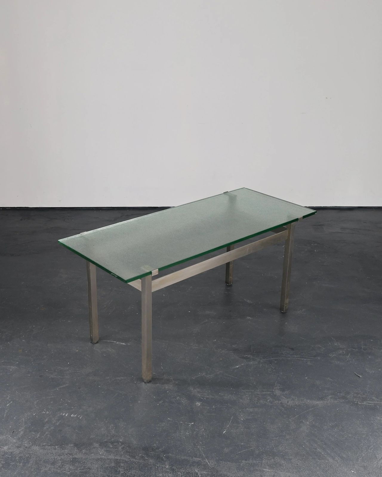 French C.1960s Nickel & Cast Glass Coffee Table photo for sale