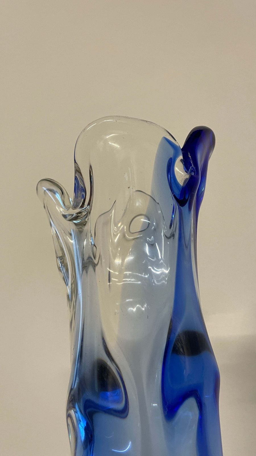 photo furniture Mid Century Blue & Clear Art Glass Vase By Josef Hospodka For Chribská, 1960s Czech Design