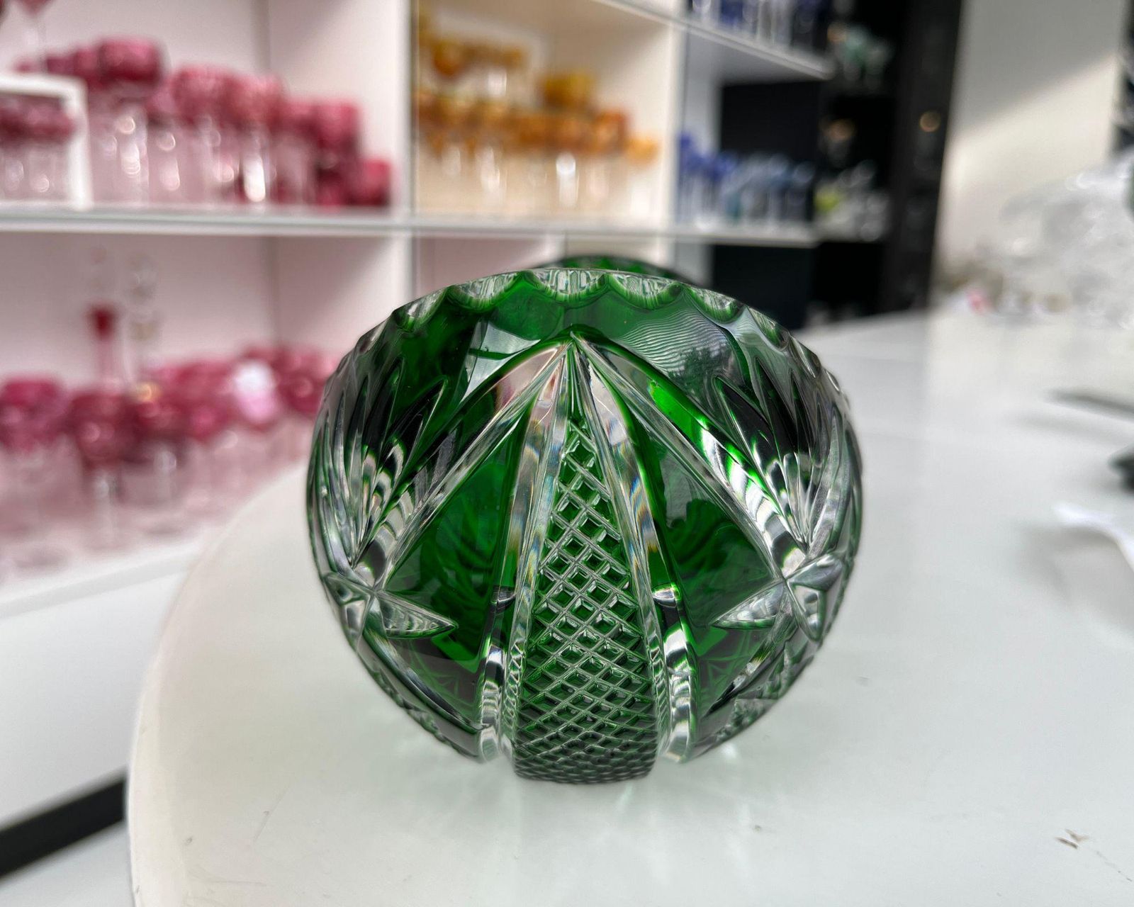 Emerald Green Crystal Bowl | Vintage Nachtmann photo vintage