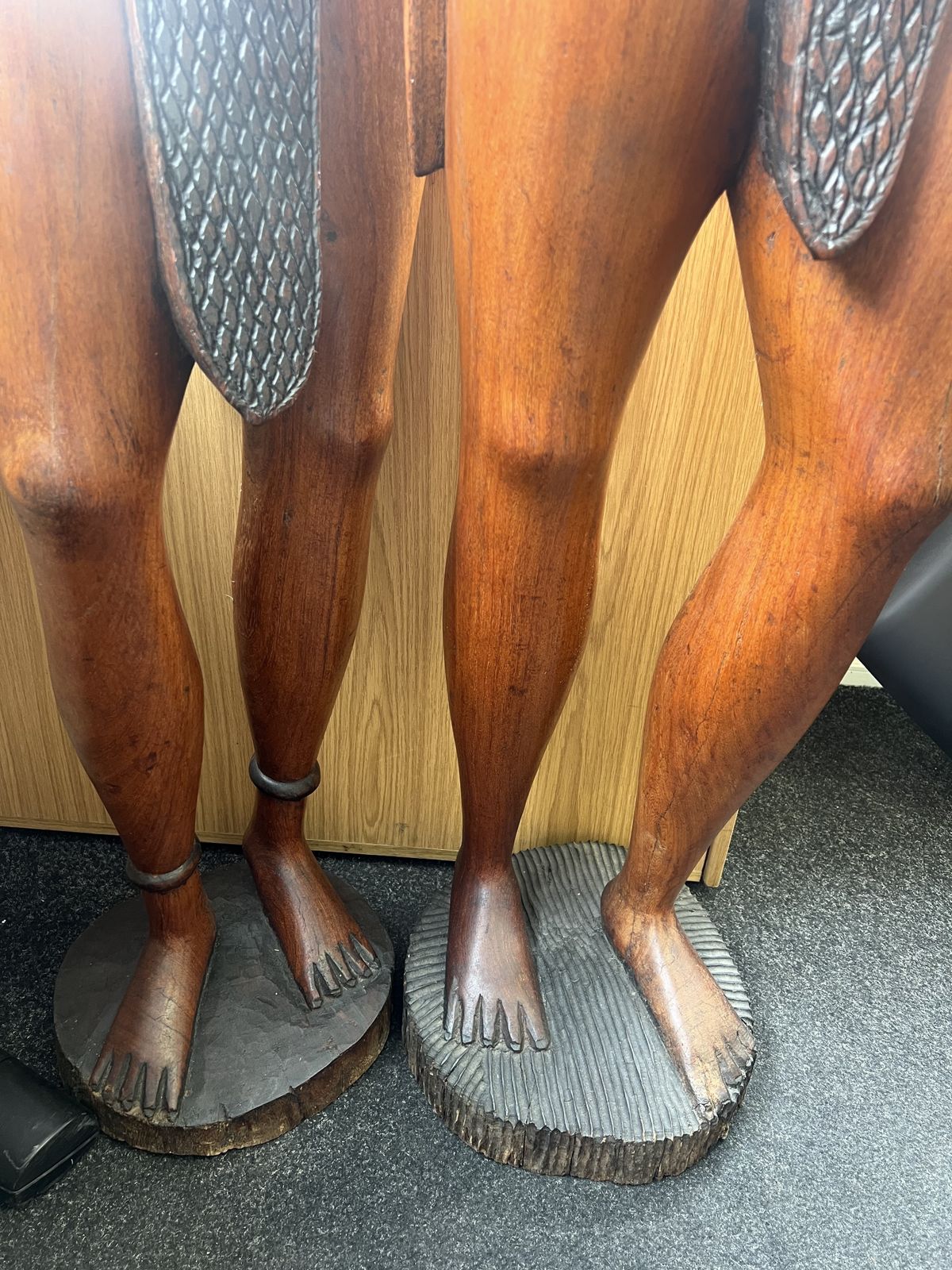 African Tribble Couple Life Size Solid Wooden Ethnic Art photo vintage
