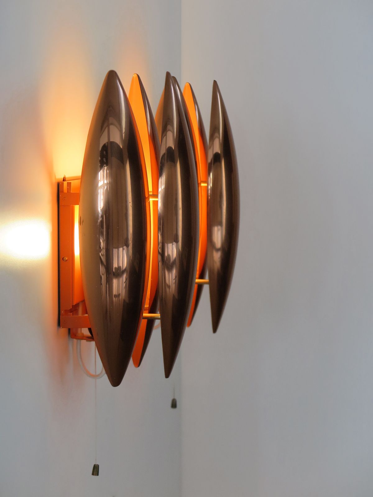 "Kastor" Midcentury Copper Wall Lights Design Jo Hammerborg For Fog & Morup, Denmark 1960s photo for sale