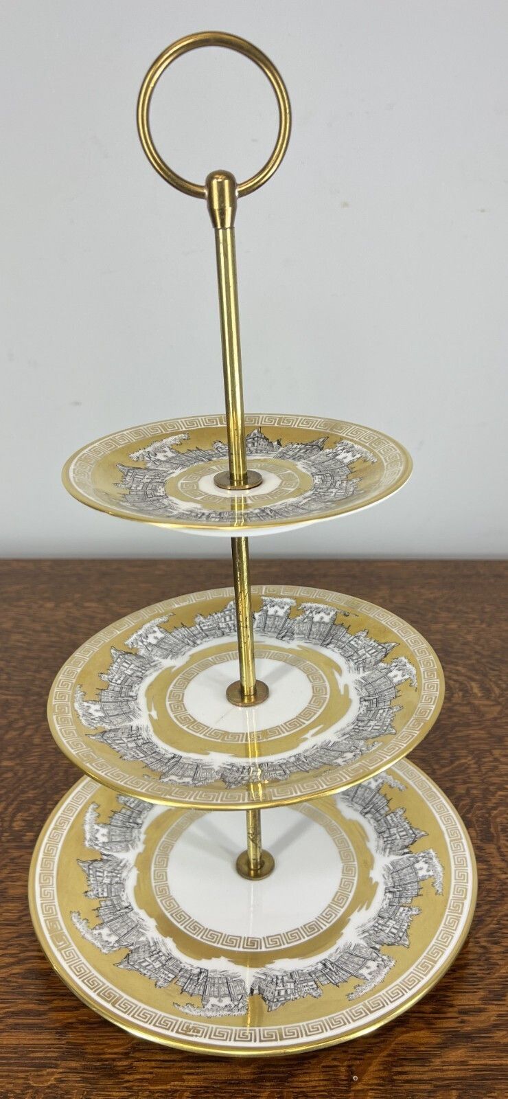 Cake Stand Vintage Style German Bavaria Porcelain Brass Three Tier Lot 4754 photo furniture