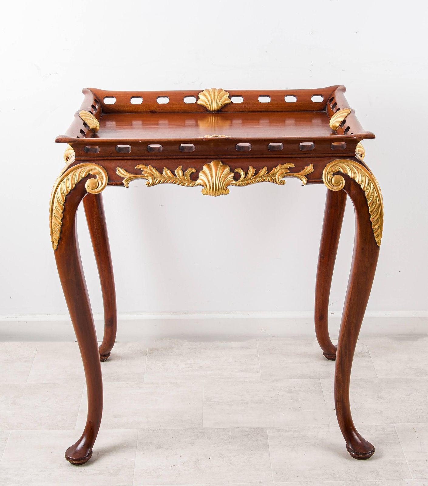 Vintage Mahogany Side Table With Gilt Carved Details photo furniture