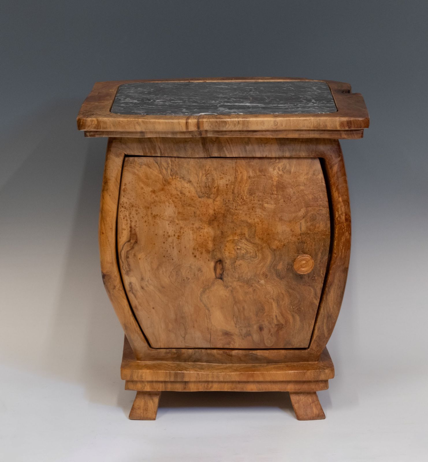 Pierre Decorse Organic Sculptural Olive & Marble Modernist Side Cabinet photo for sale