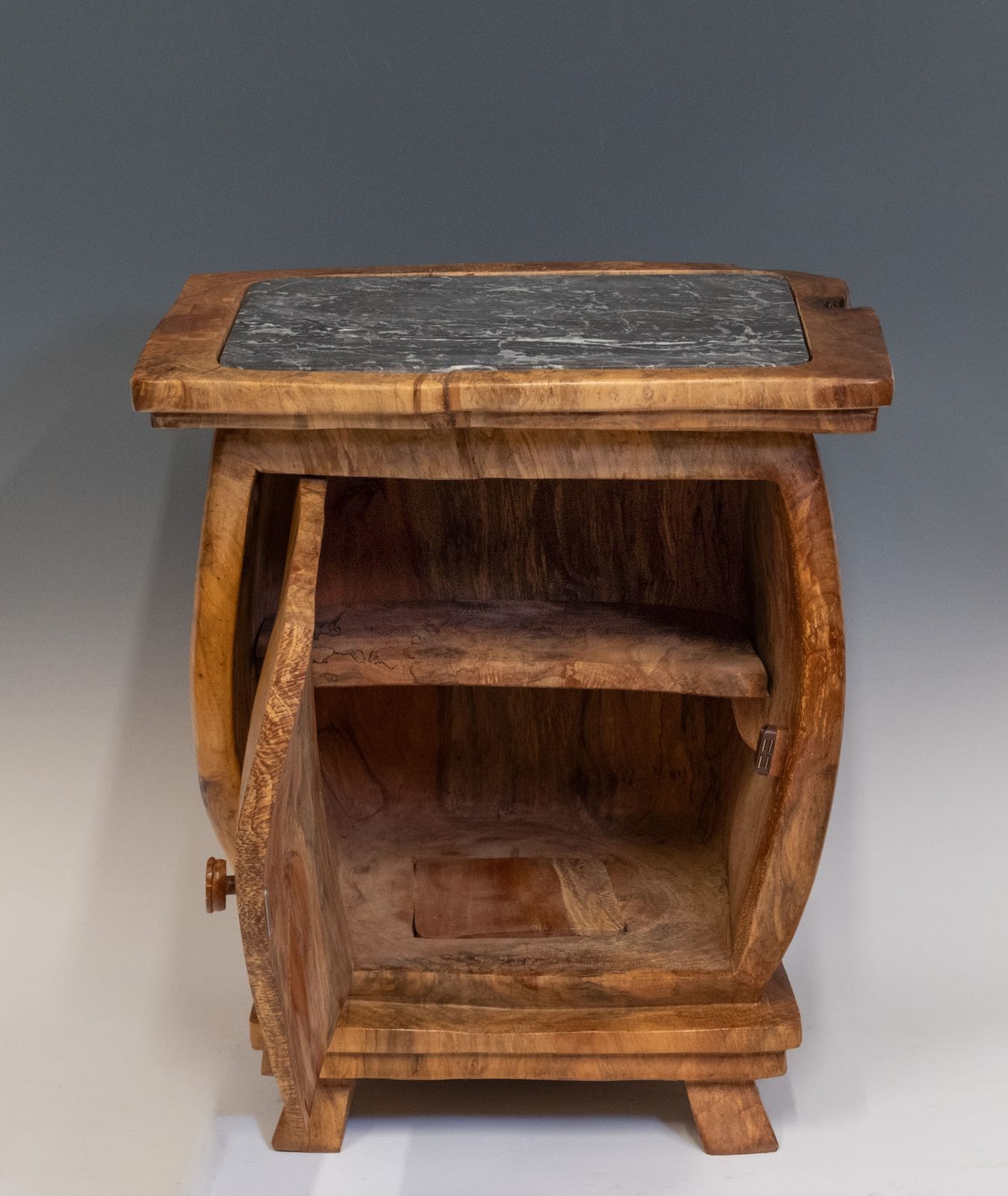 Pierre Decorse Organic Sculptural Olive & Marble Modernist Side Cabinet photo Furniture