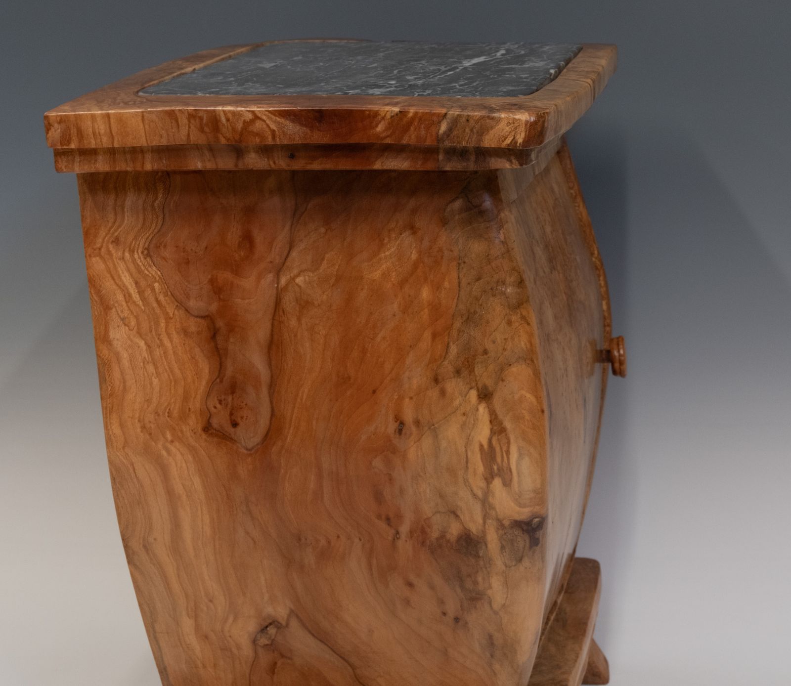 Furniture Pierre Decorse Organic Sculptural Olive & Marble Modernist Side Cabinet photo