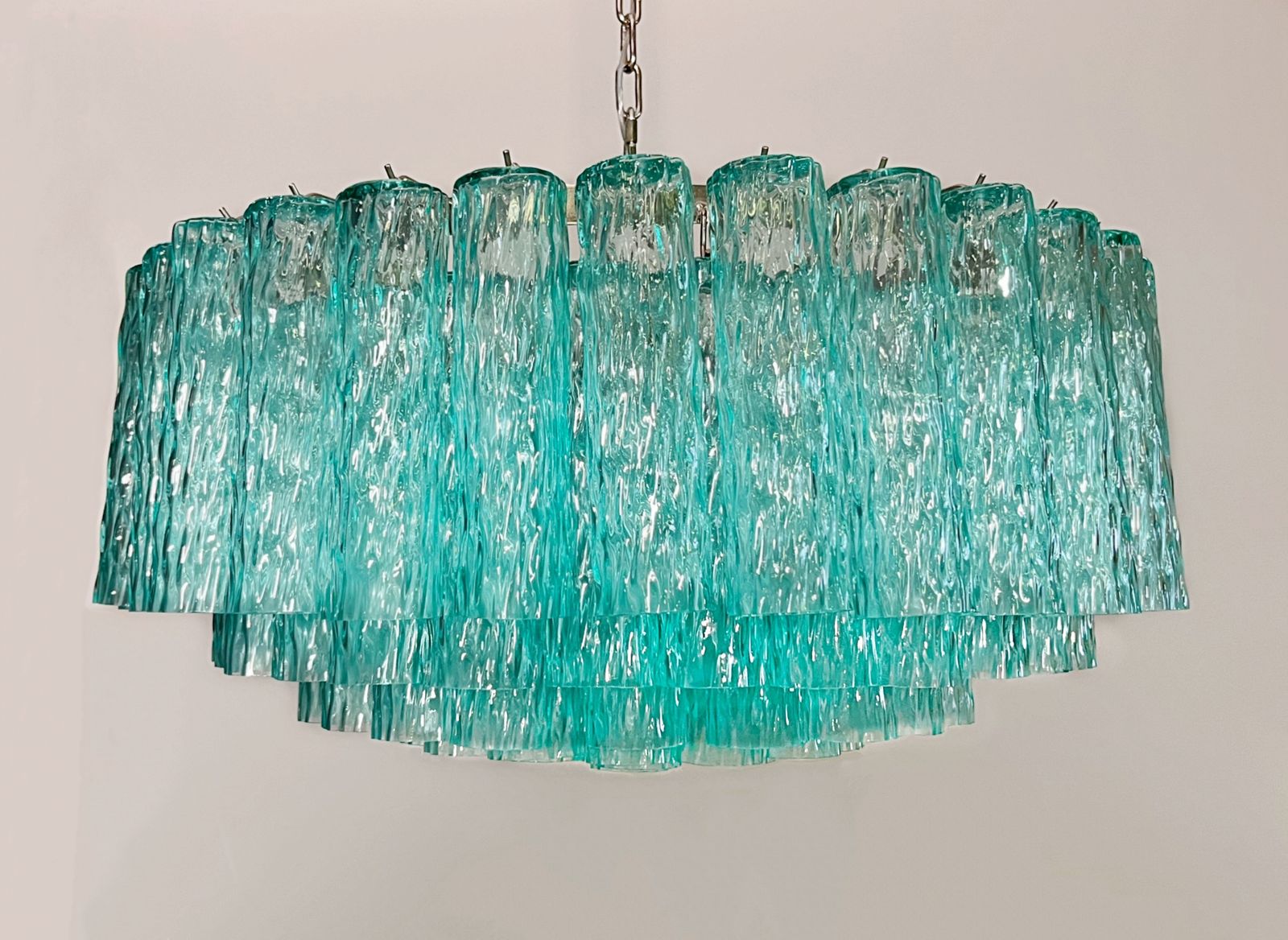 Large Murano Glass Chandelier   101 Turquoise Tube Glasses photo Lighting
