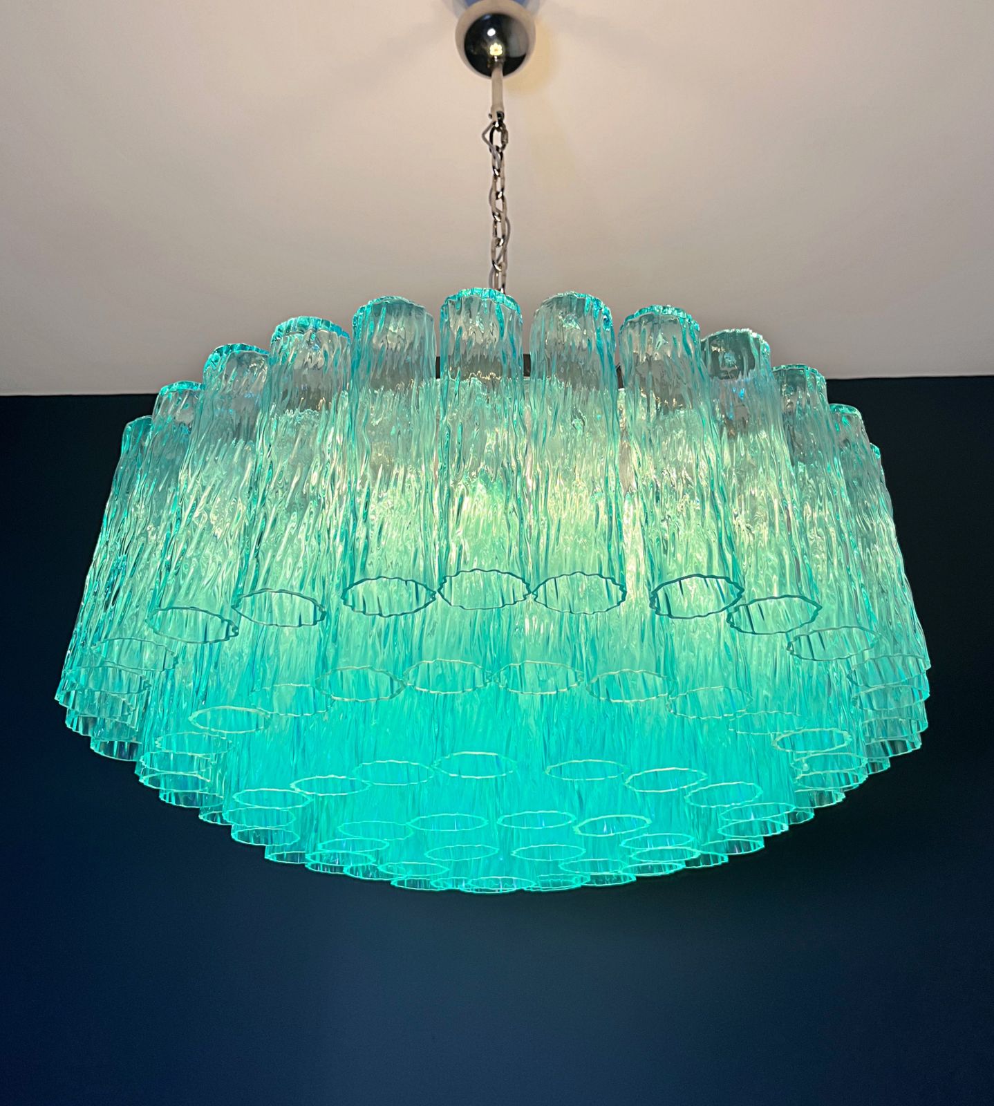 Large Murano Glass Chandelier   101 Turquoise Tube Glasses photo 2415.0