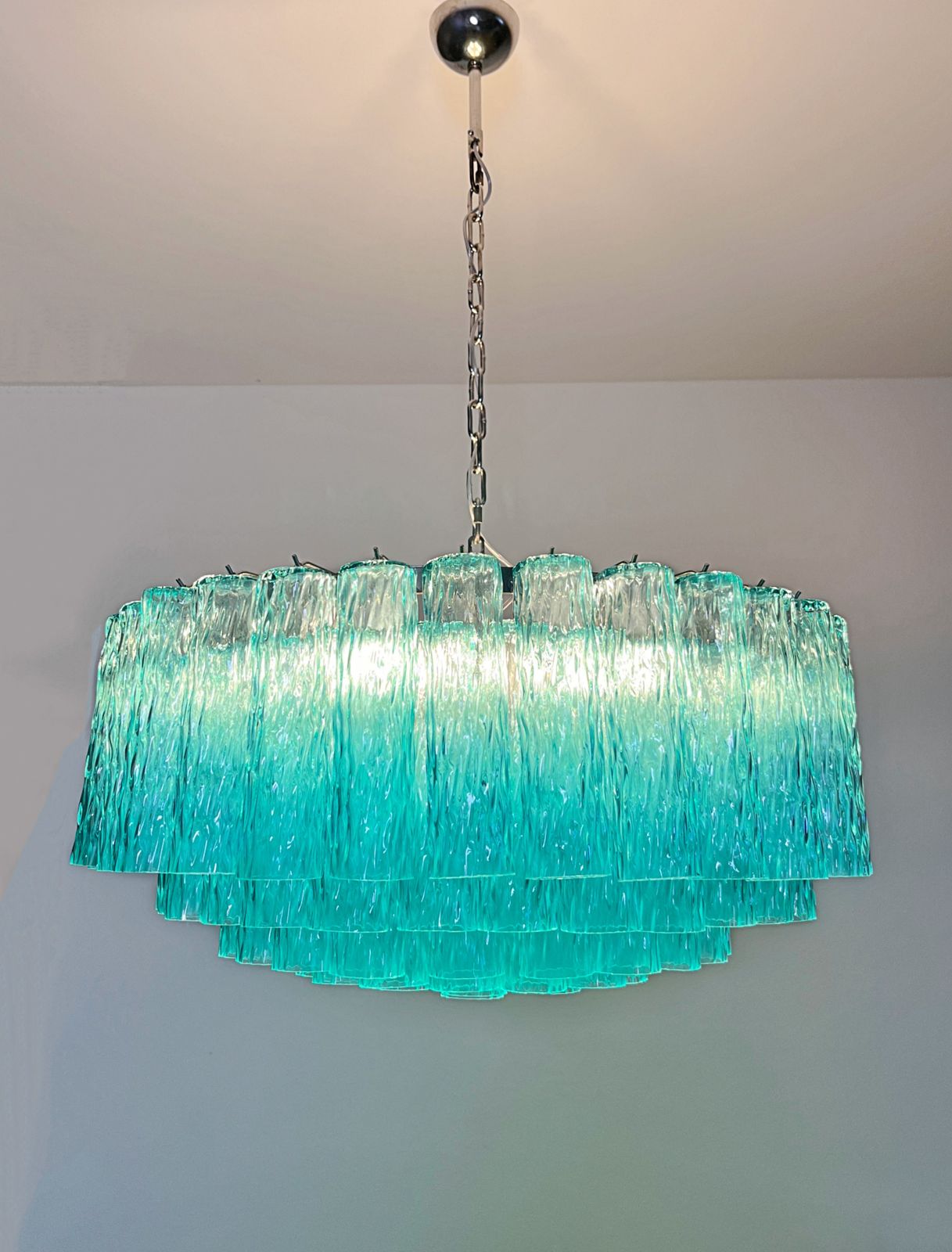 photo furniture Large Murano Glass Chandelier   101 Turquoise Tube Glasses