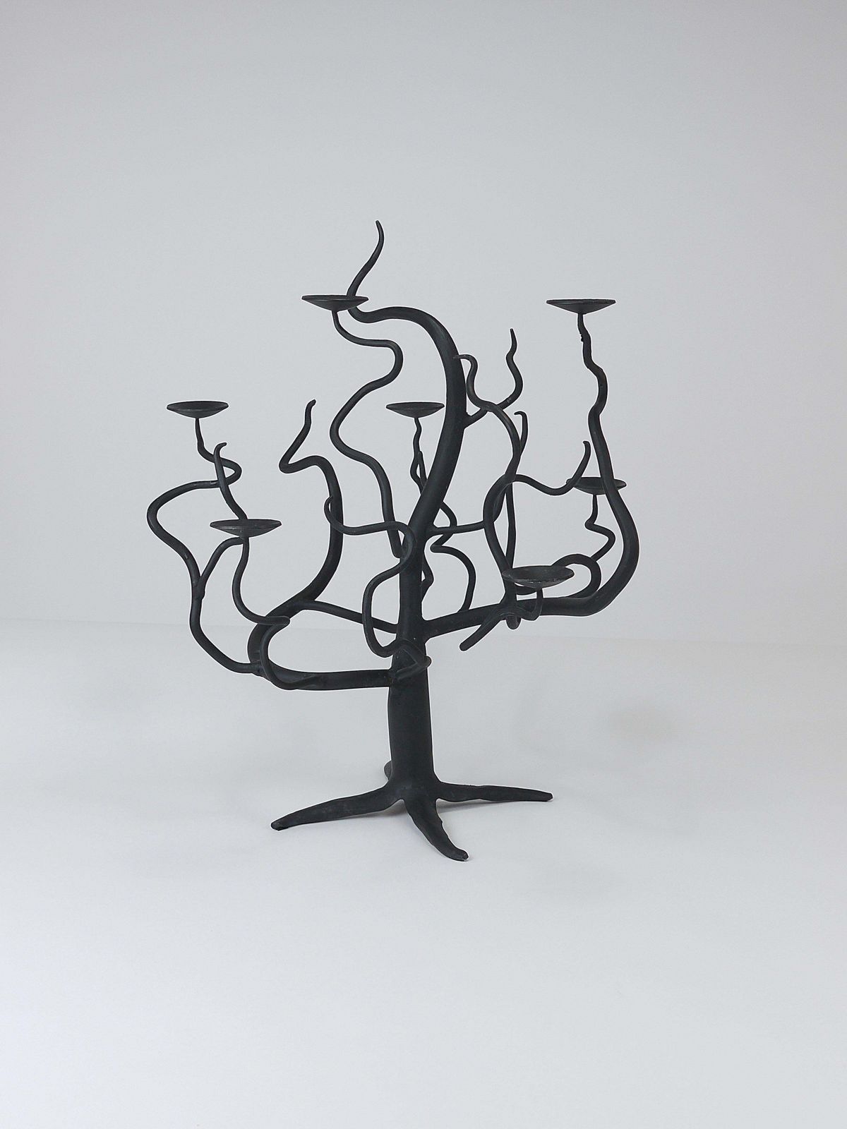 Sculptural Brutalist Tree Of Life Hand Forged Candelabra Candle Holder, 1970s photo furniture