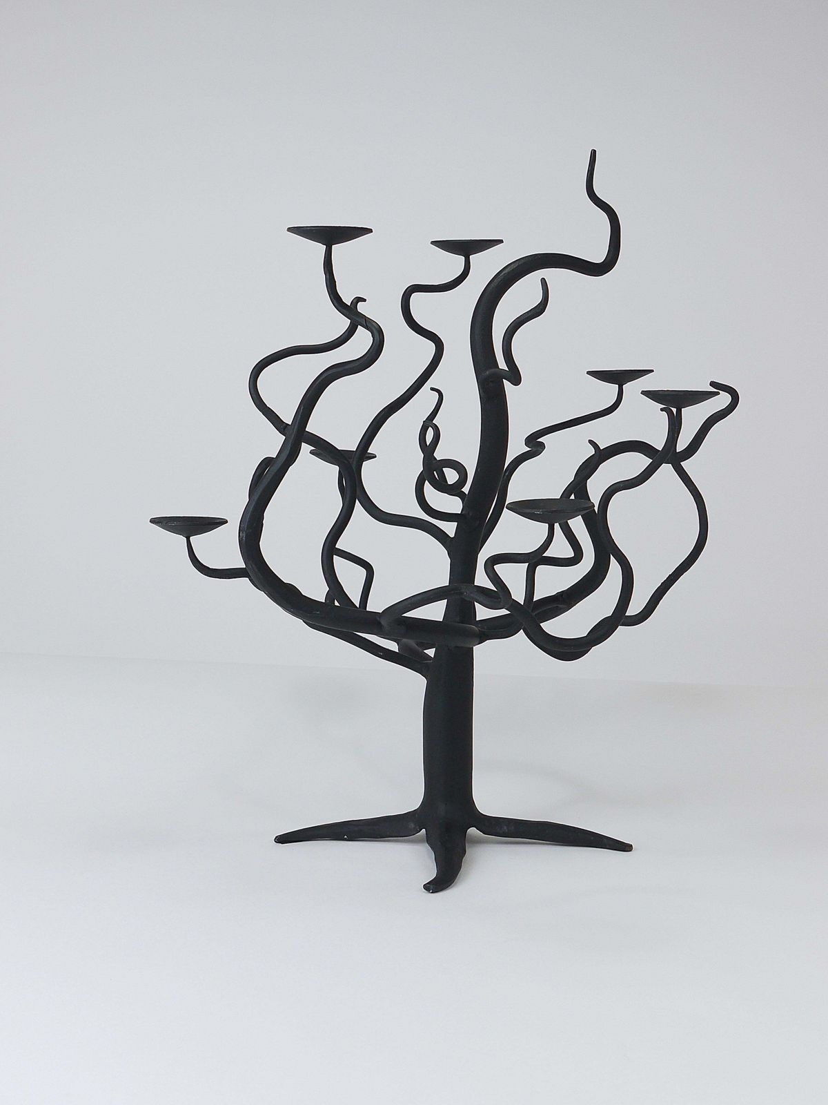Sculptural Brutalist Tree Of Life Hand Forged Candelabra Candle Holder, 1970s photo Home Decor