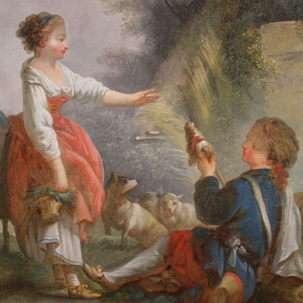 photo furniture Great 18th Century French Painting, Romantic Pastoral Scene