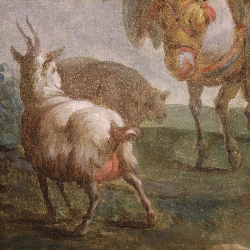 7100.0 Great 18th Century French Painting, Romantic Pastoral Scene photo