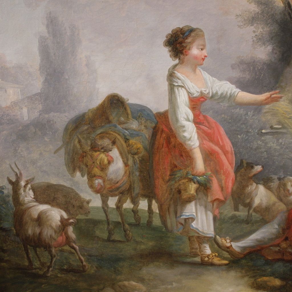 photo buy Great 18th Century French Painting, Romantic Pastoral Scene