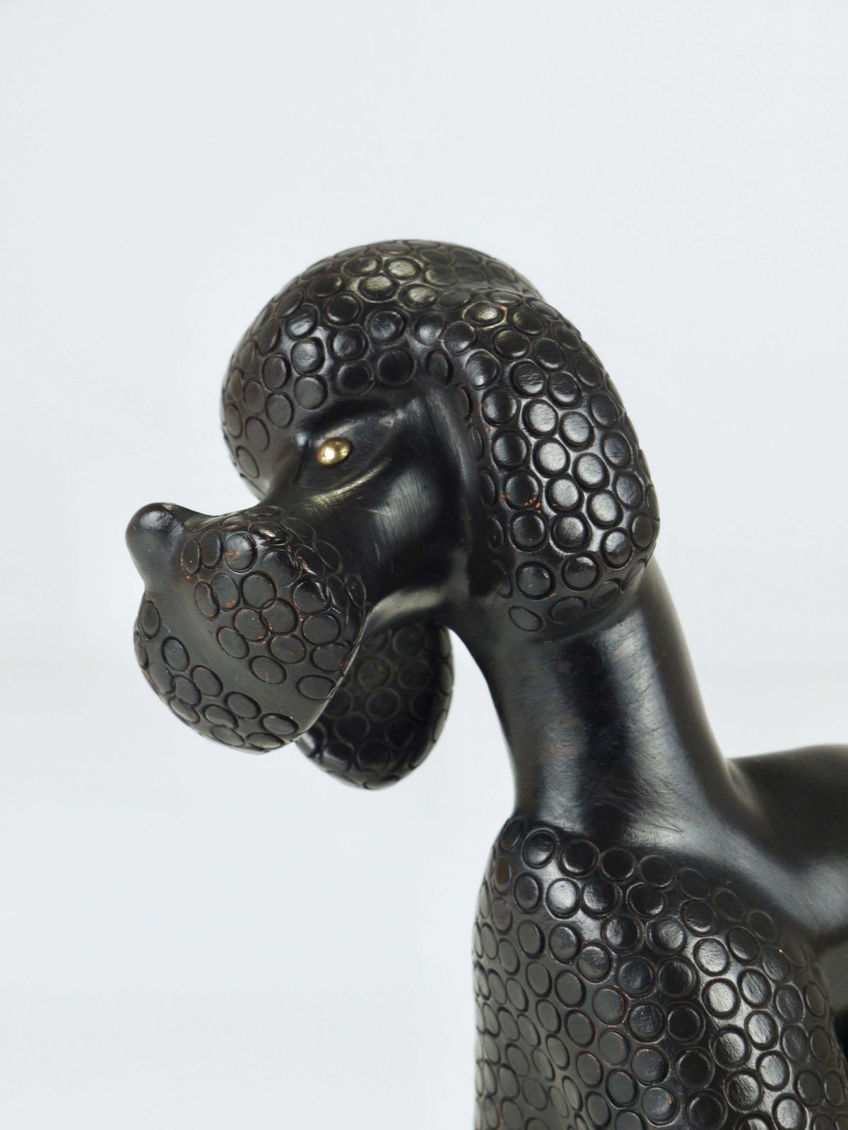 Charming Dog Poodle Sculpture Figurine By Leopold Anzengruber, Austria, 1950s photo vintage