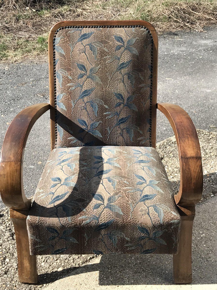Set Of Art Deco Walnut Armchairs, 1930s photo vintage