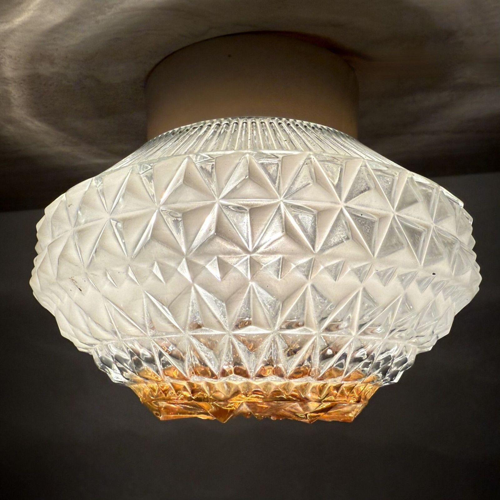 Vintage Glazen Plafondlamp, Jaren 1970 photo for sale