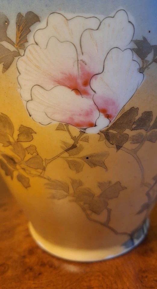 Antique Pair Large Japanese Satsuma Vases Depicts Geese & Blossoms Meiji Period photo Home Decor