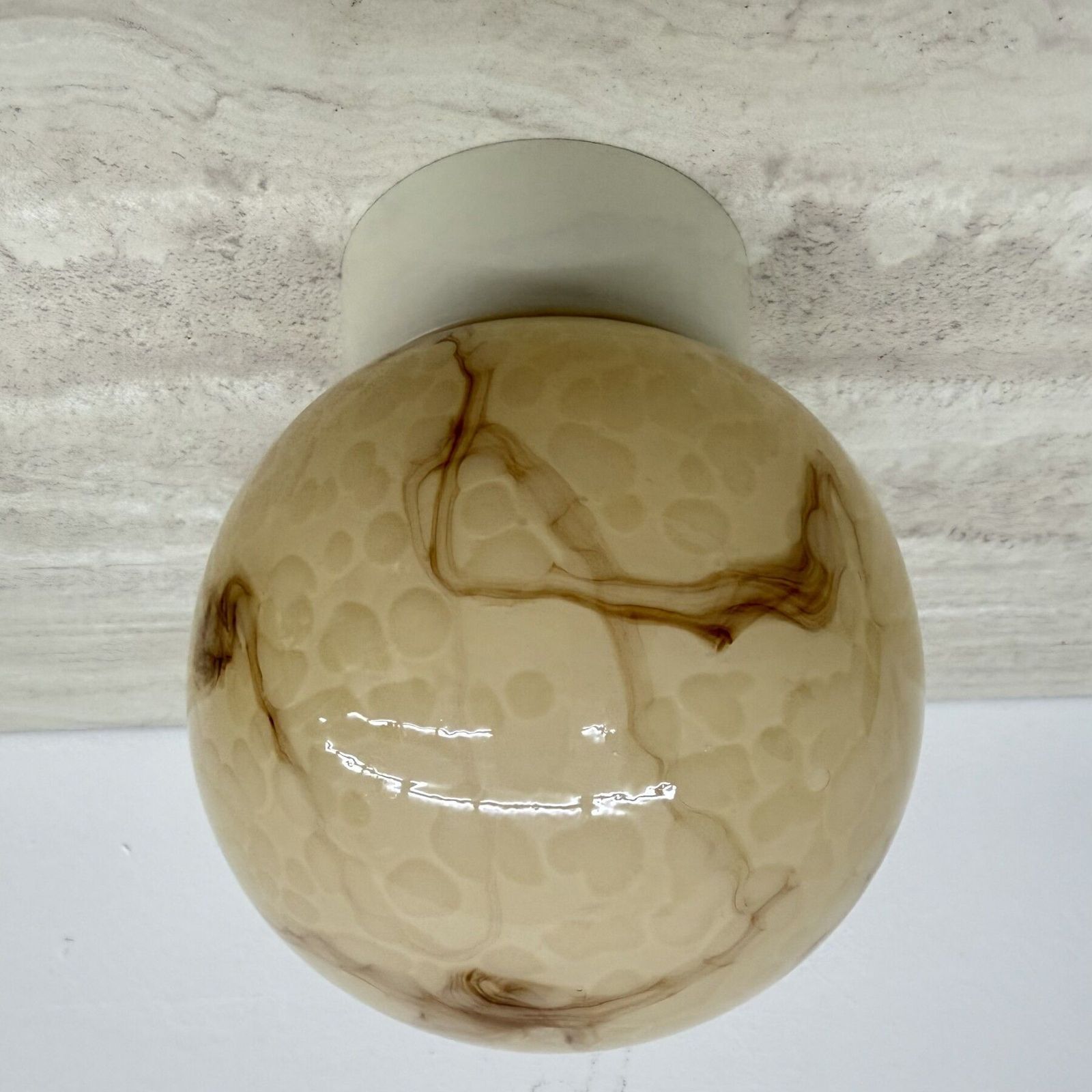 Thabur Art Deco Plafondlamp Met Gemarmerd Glas, Jaren 1930, Nederland photo vinterior