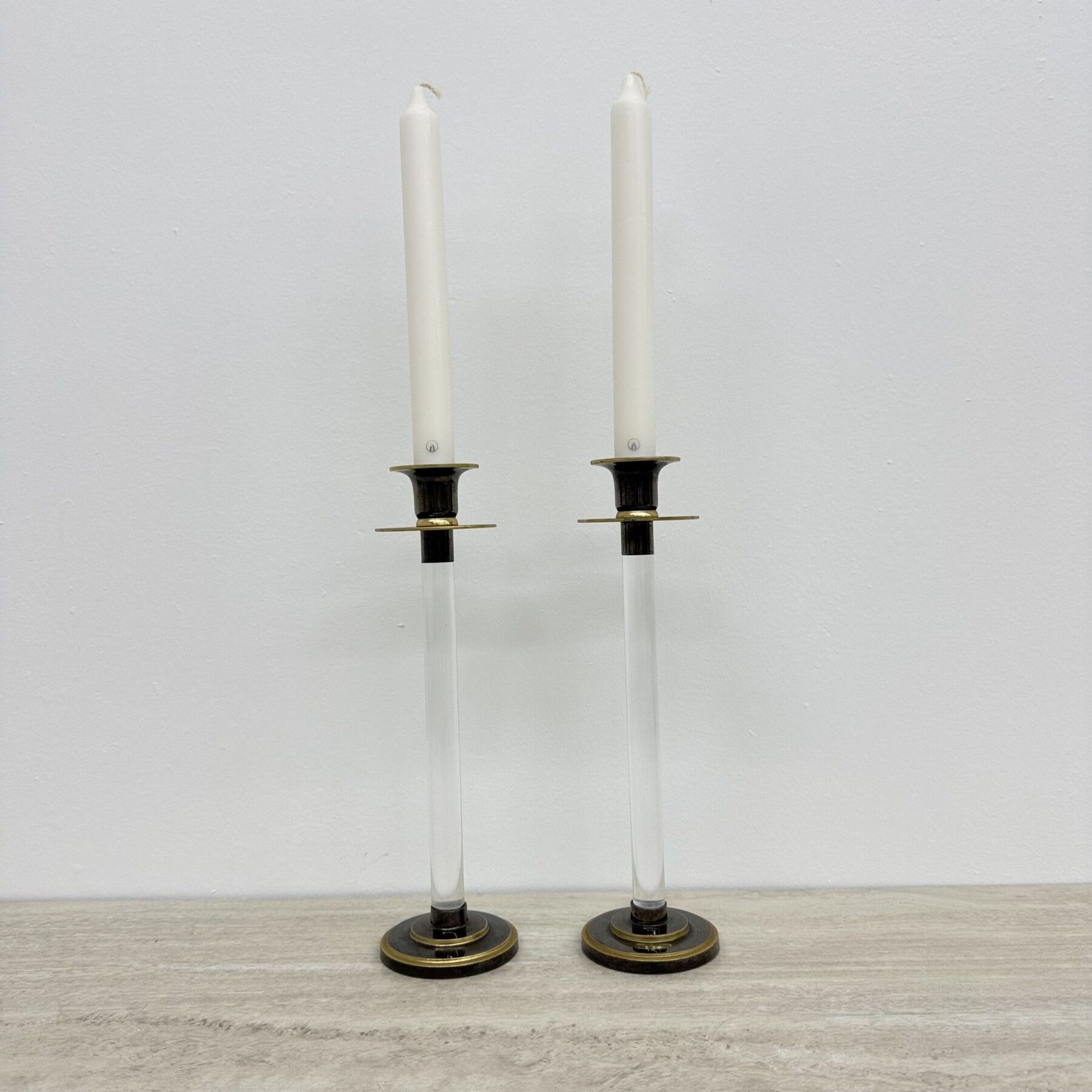 Set Of 2 Caravell Lucite Candle Sticks, 1970’s photo furniture