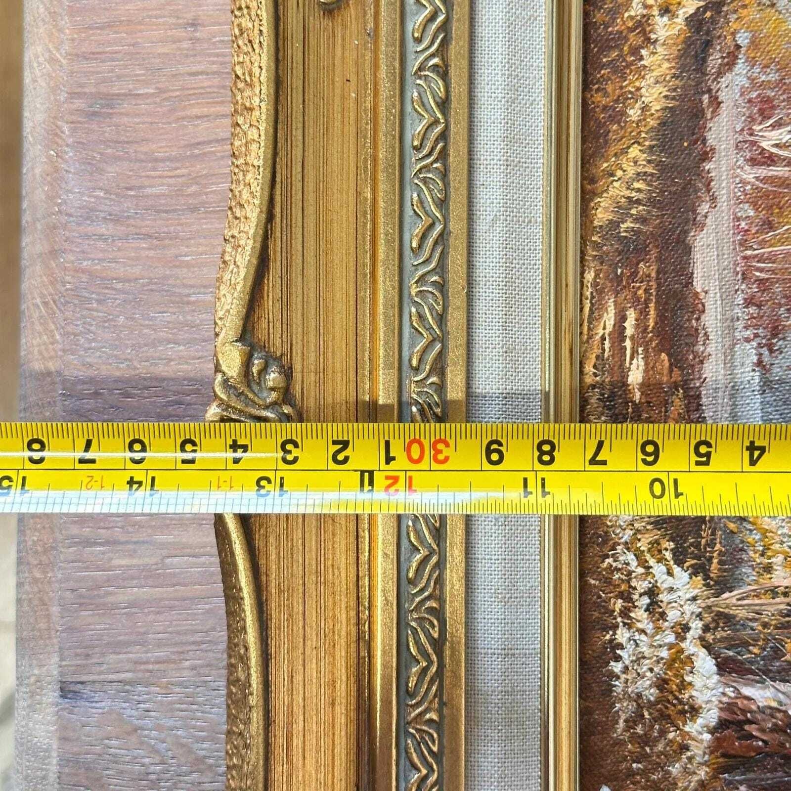photo vintage Vintage Signed T. O'neil Oil Painting Landscape In Ornate Gold Gilt Frame
