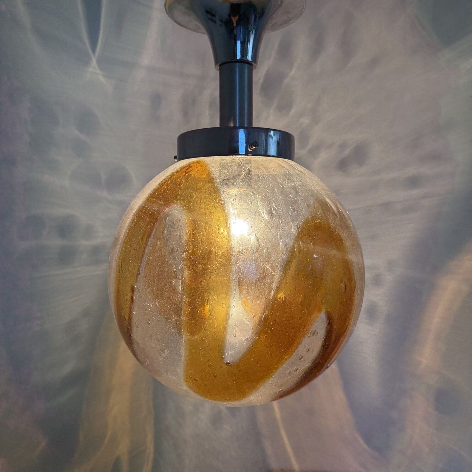 Murano Glass Hanging Lamp Pendant By Mazzega , 1970’s Italy photo furniture
