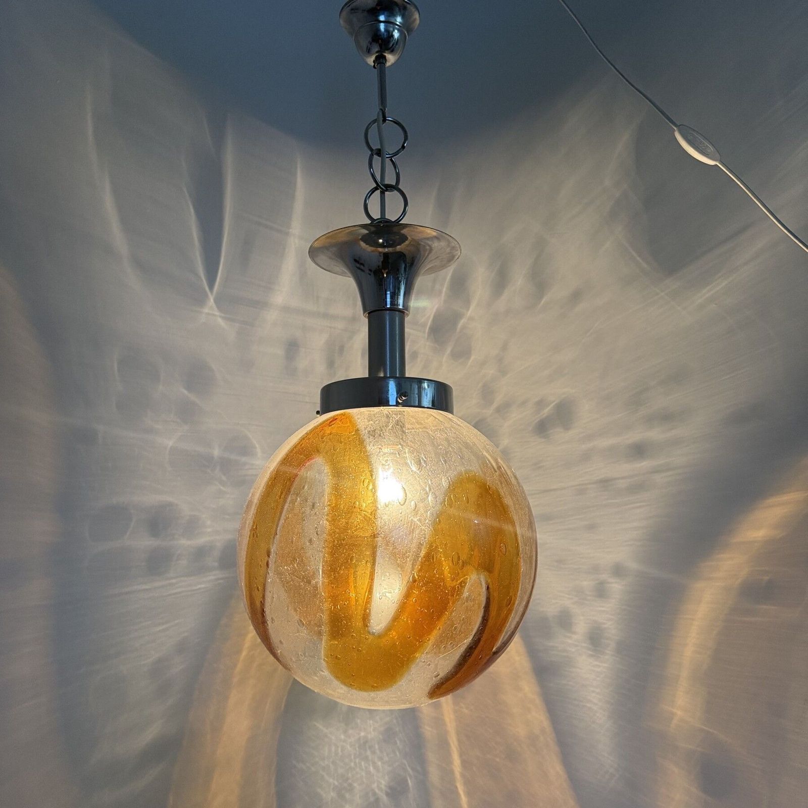 Murano Glass Hanging Lamp Pendant By Mazzega , 1970’s Italy photo vinterior