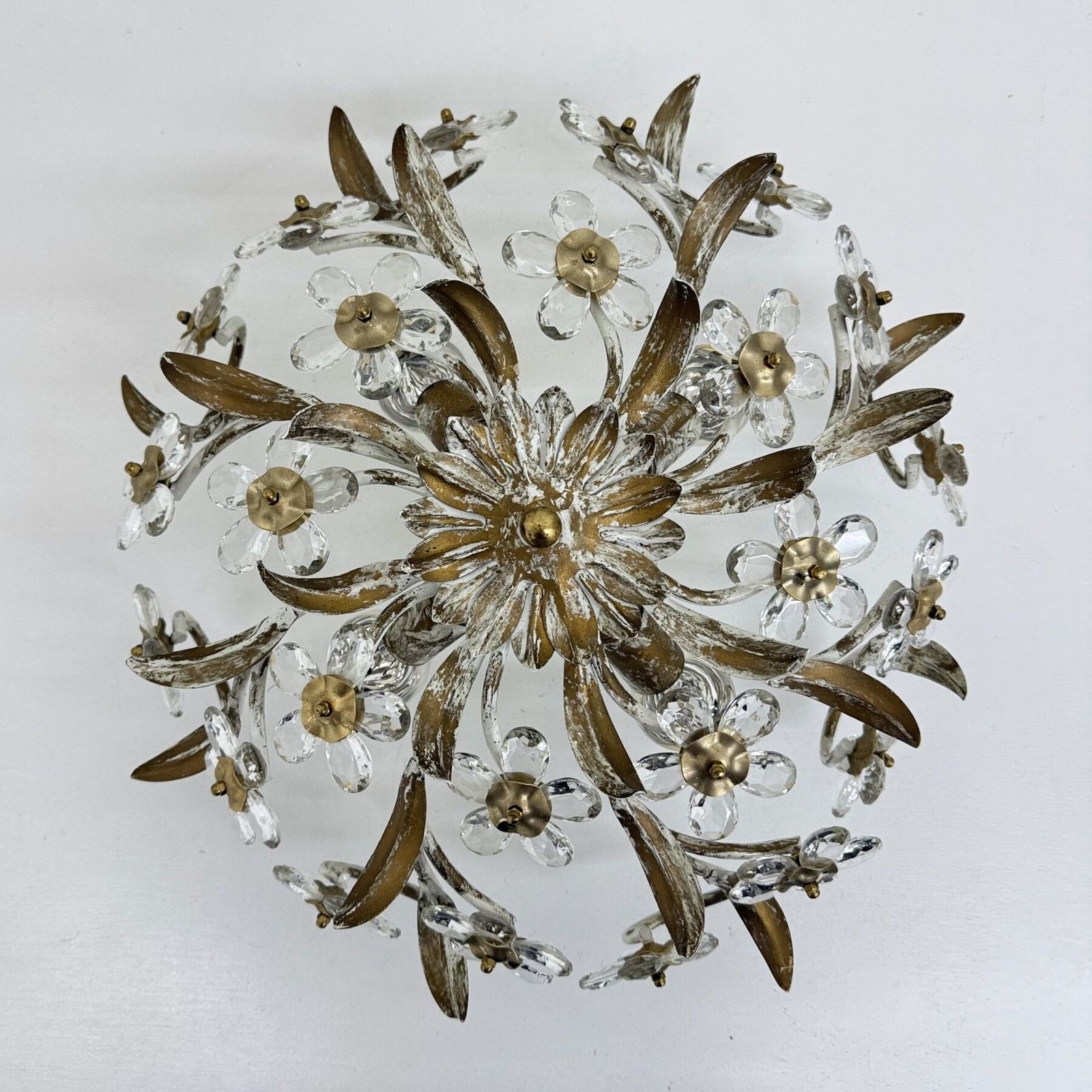 photo buy Vintage Plafondlamp Met Kristallen Bloemen, Jaren 1970