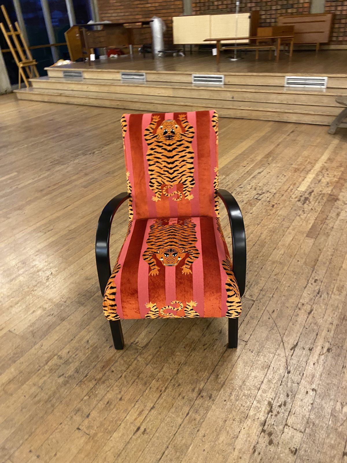 1940s Art Deco Armchair Bentwood Ebonised Pink Schumacher Jokhang Tiger Velvet Animal Thibet photo vinterior