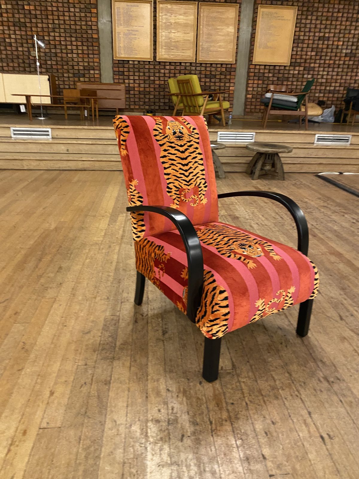 1940s Art Deco Armchair Bentwood Ebonised Pink Schumacher Jokhang Tiger Velvet Animal Thibet photo buy