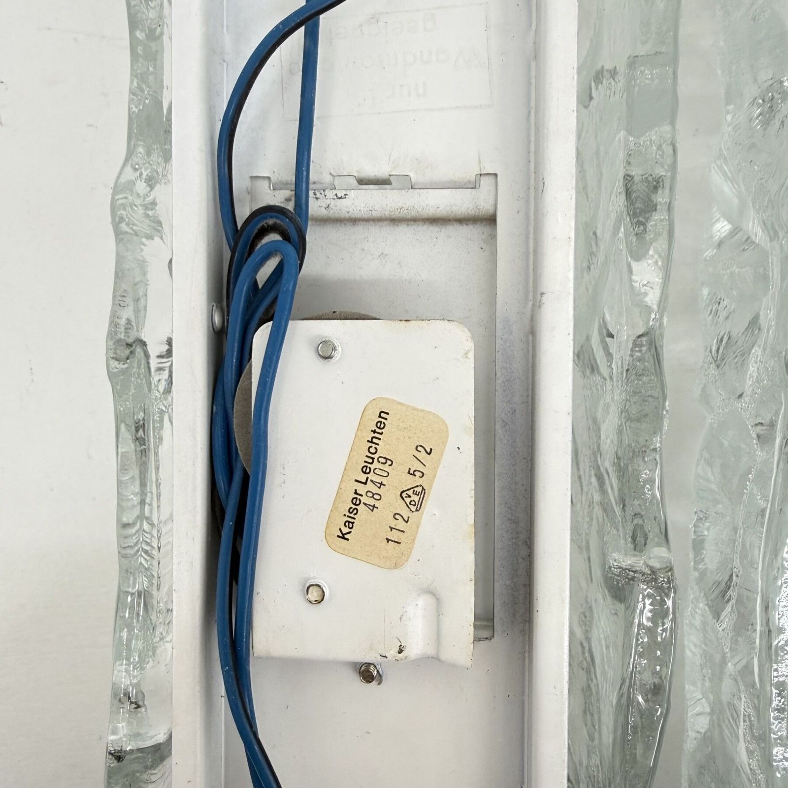 Pair Of Kaiser Leuchten Ice Glass Wall Lamps Sconce , 1970s photo 1291.0
