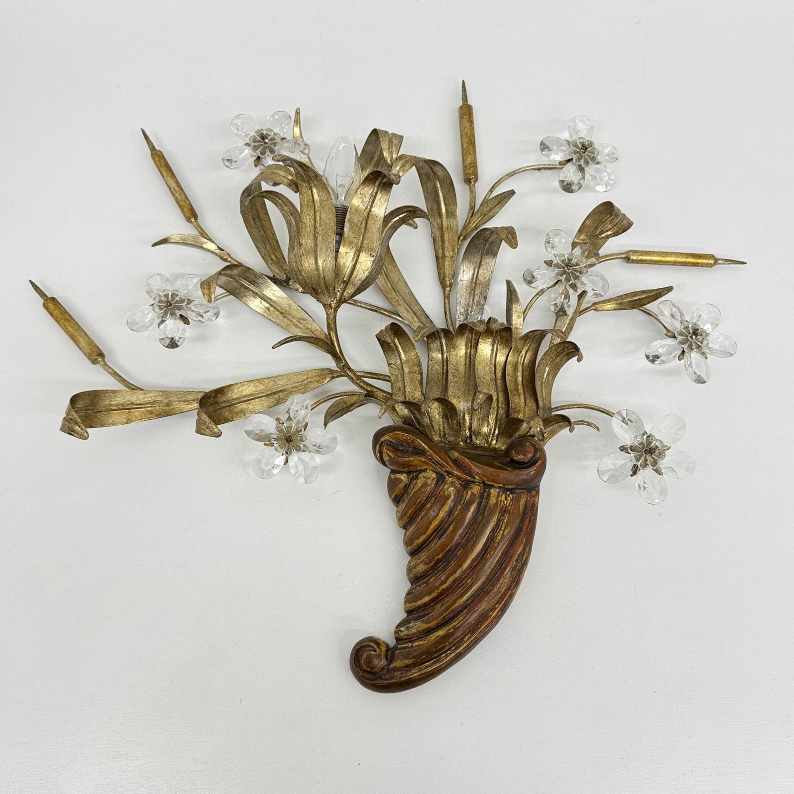 Mid Century Design Banci Style Wandlamp Kristallen Bloemboeket, Jaren 1970