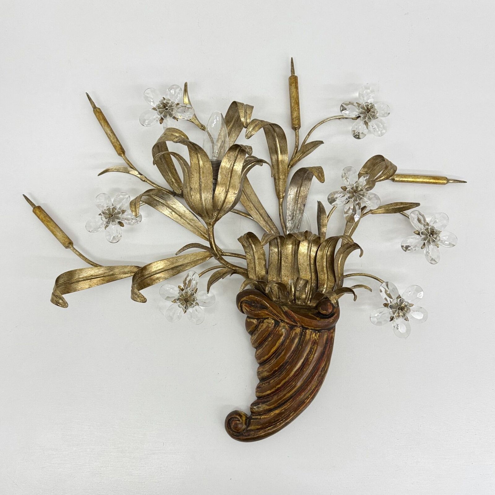 Mid Century Design Banci Style Wandlamp Kristallen Bloemboeket, Jaren 1970 photo buy