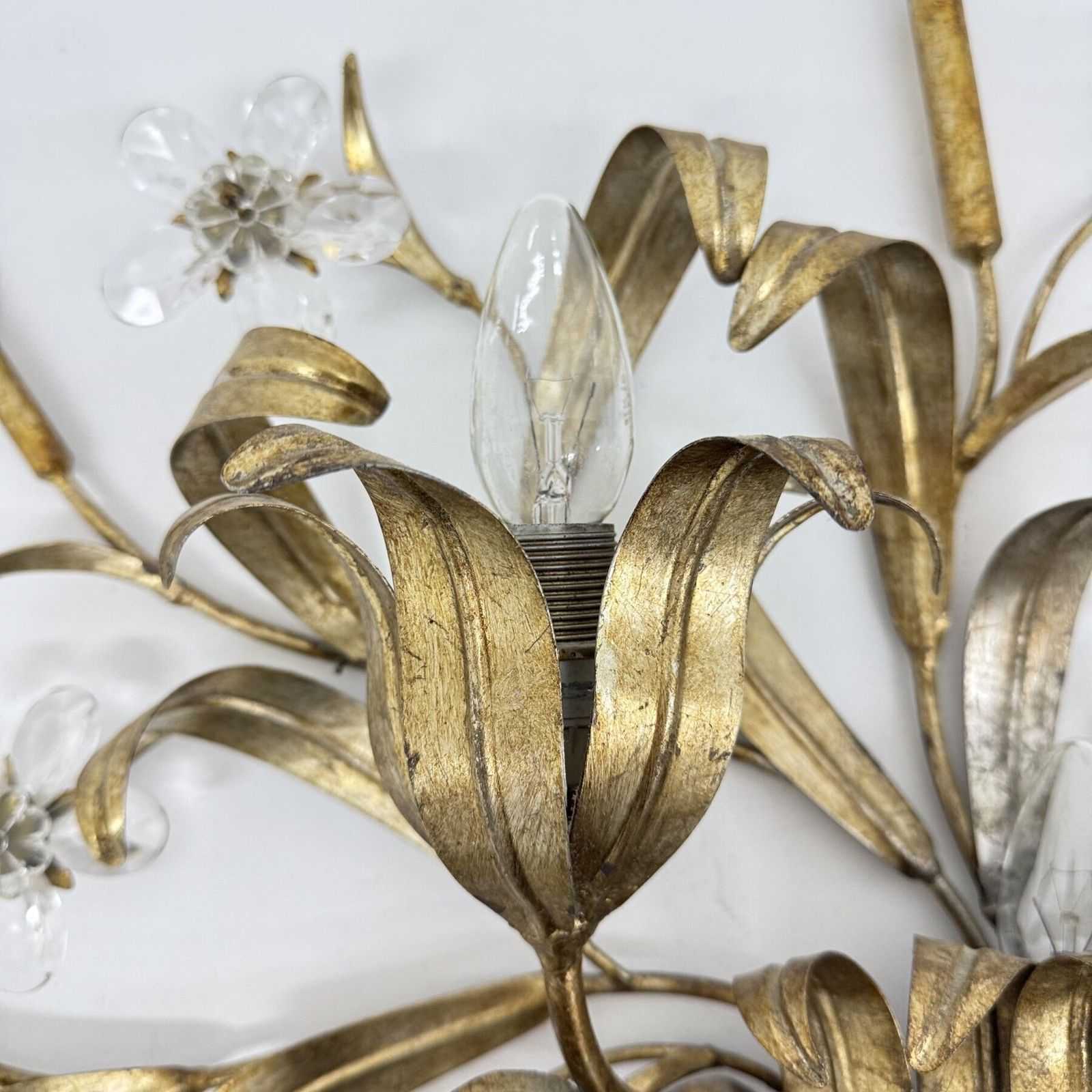 photo buy Mid Century Design Banci Style Wall Lamp Sconce Crystal Flower Bouquet , 1970s