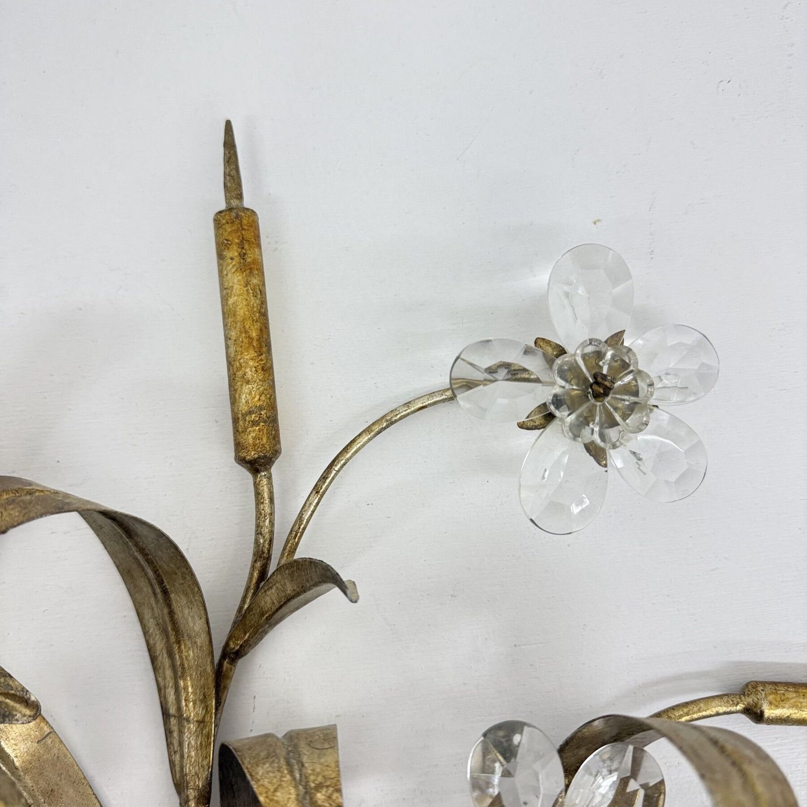 photo vintage Mid Century Design Banci Style Wall Lamp Sconce Crystal Flower Bouquet , 1970s