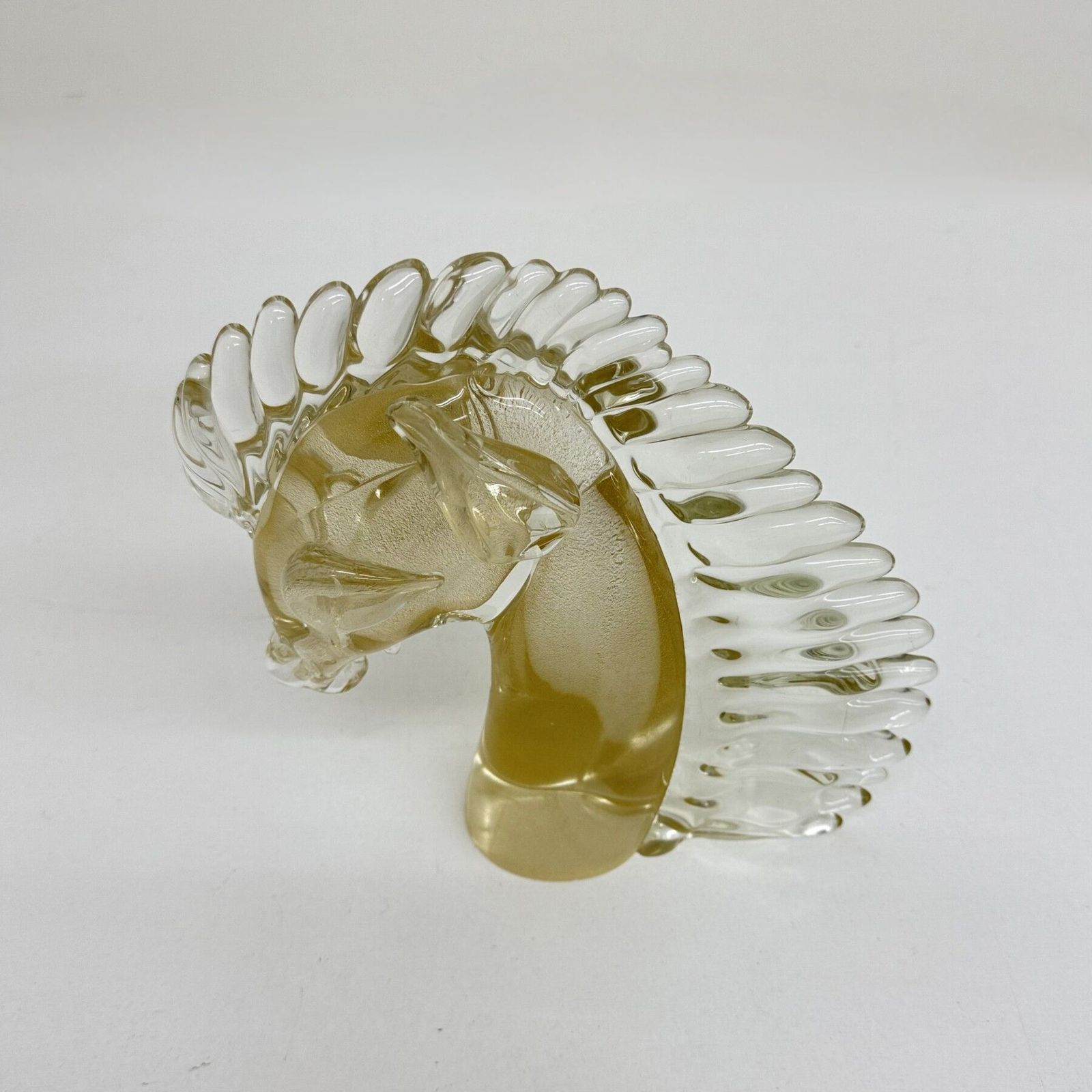 Vintage Murano Glazen Paardenhoofd Met Bladgoud, Jaren 1970 photo Kunst