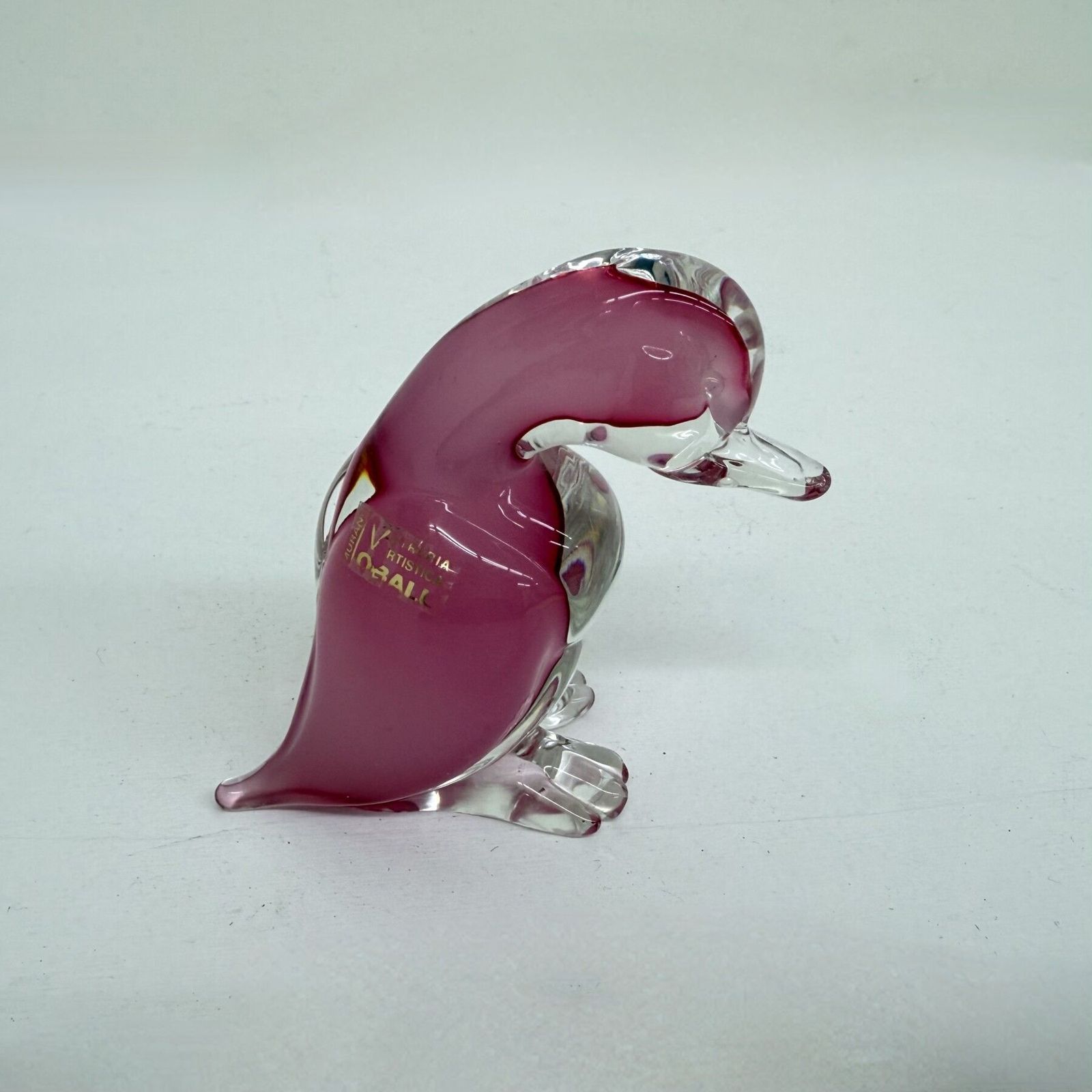 Archimede Seguso Rare Murano Pink Alabastro Art Glass Duck , 1970s photo for sale