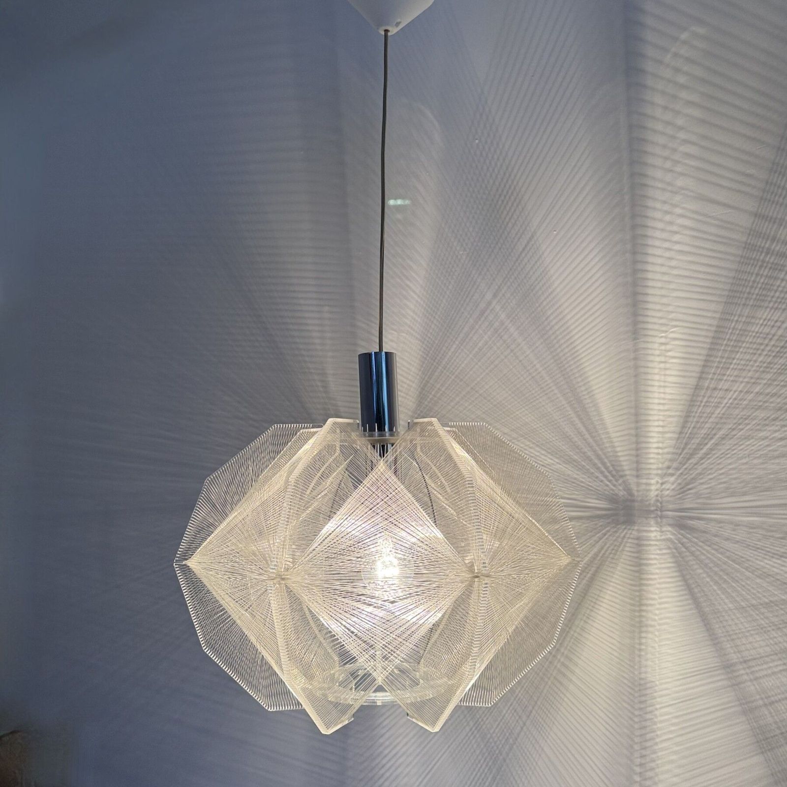 Paul Secon For Sompex Clear Wire Hanging Lamp , 1970s Germany photo 511.0