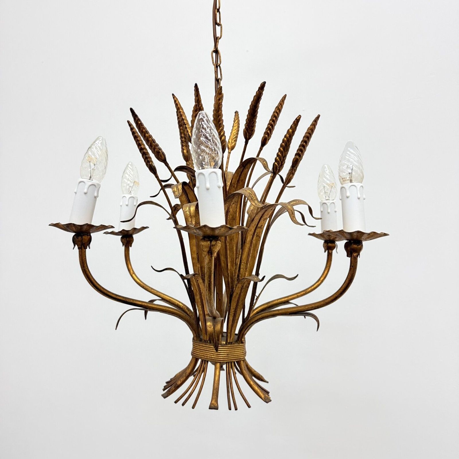 Wheat Sheaf Leaf Gold Gilt Chandelier By Hans Kögl , 1960’s Germany photo 700.0