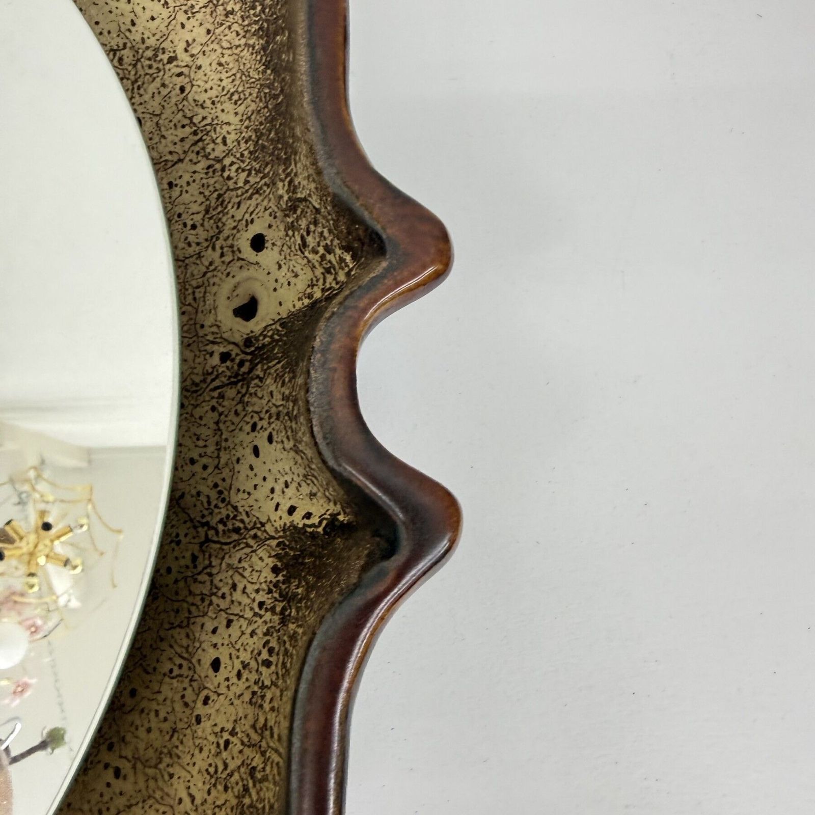photo furniture Mid Century Verlichte Bruine Keramische Spiegel Van Pan Keramik, Duitsland, Jaren 1970