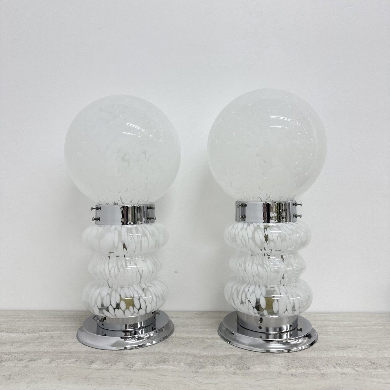 Paar Mid Century Design Mazzega Carlo Nason Glazen Tafellamp / Vloerlamp, Jaren 1970 photo for sale