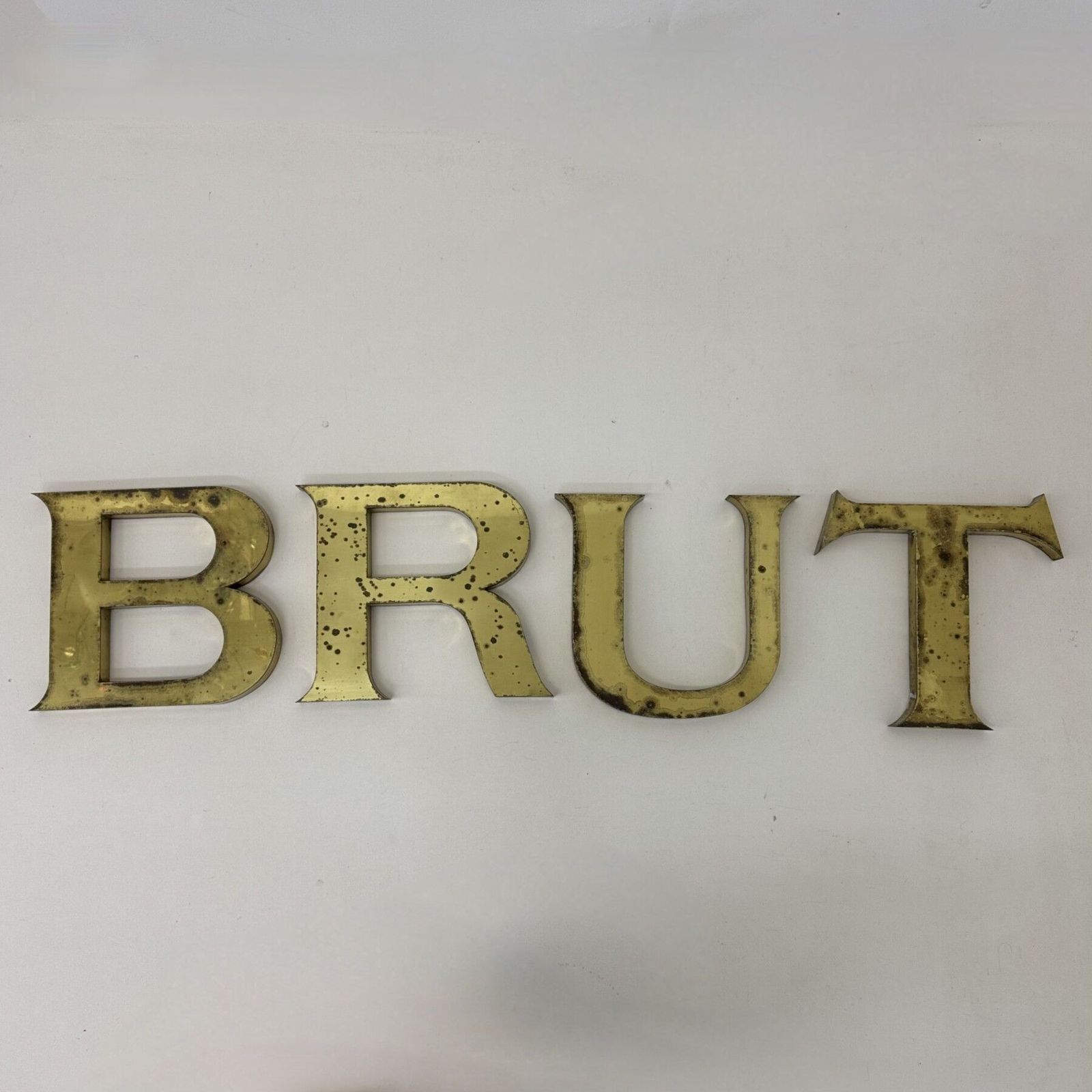Antique Brass Large Letters ‘Brut’ , 1930’s photo furniture