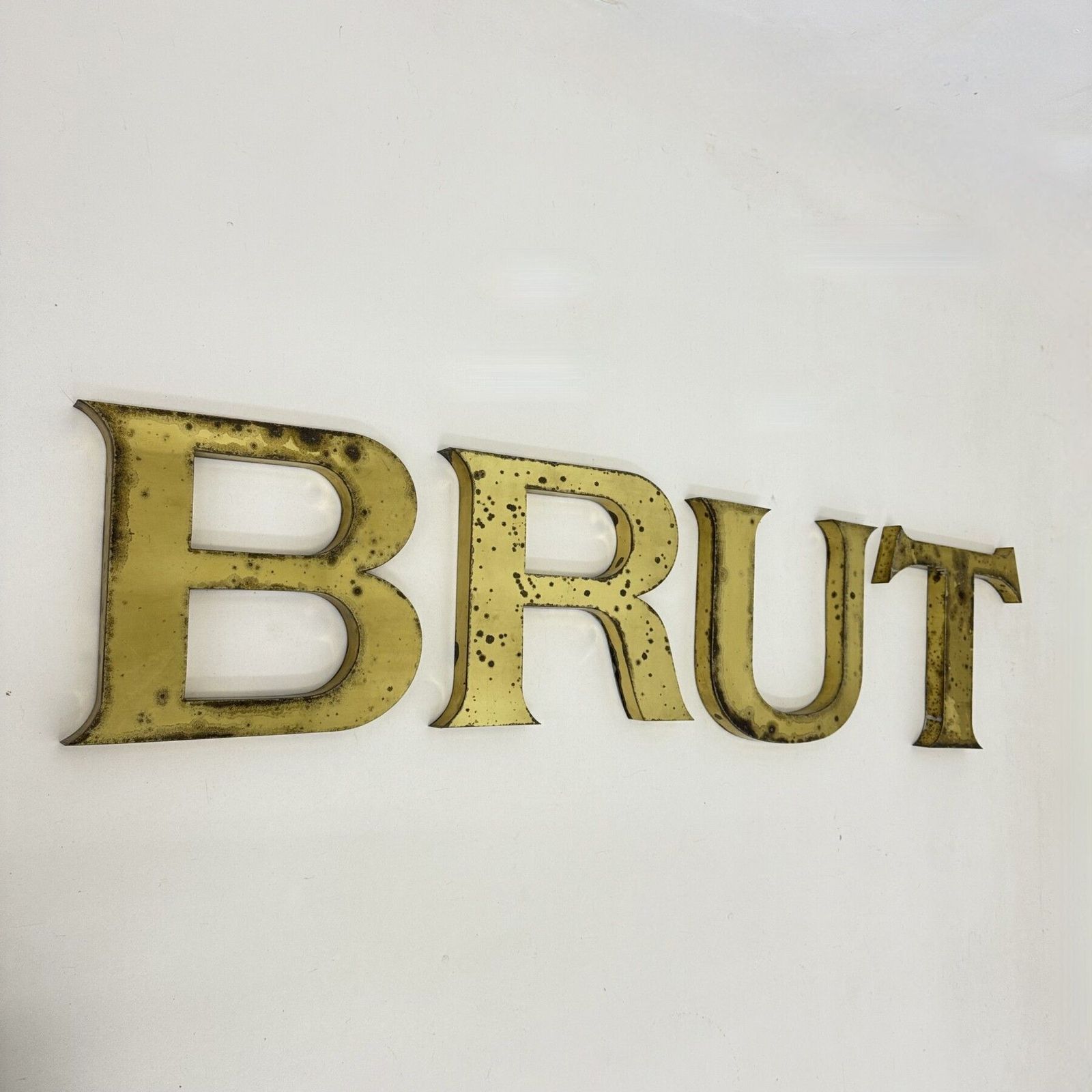 Antique Brass Large Letters ‘Brut’ , 1930’s photo 558.0
