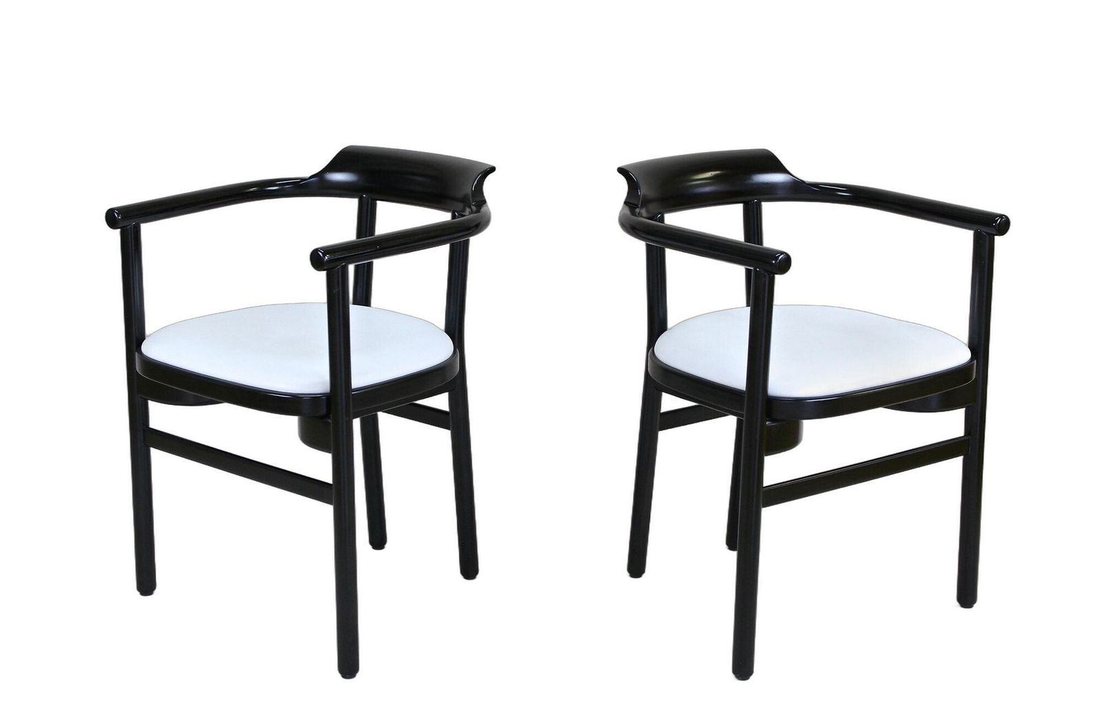 20th Century Contemporary Thonet Armchairs   White Leather Upholstery, At 1980s