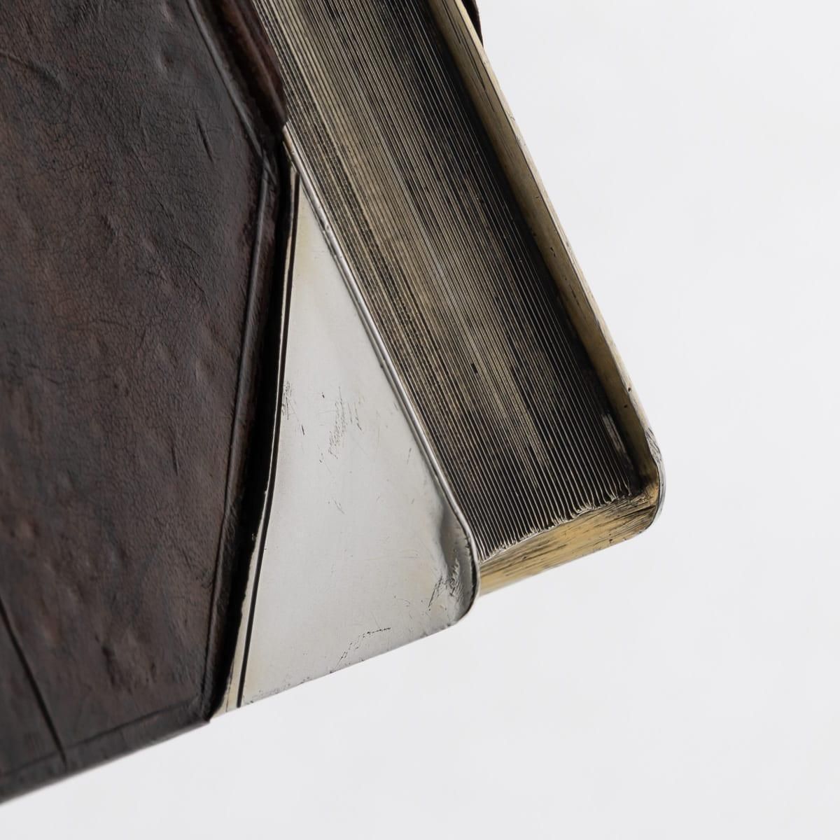 Home Decor 20thc Novelty Silver Plate & Leather Book Shaped Hip Flask By J Dixon & Sons photo