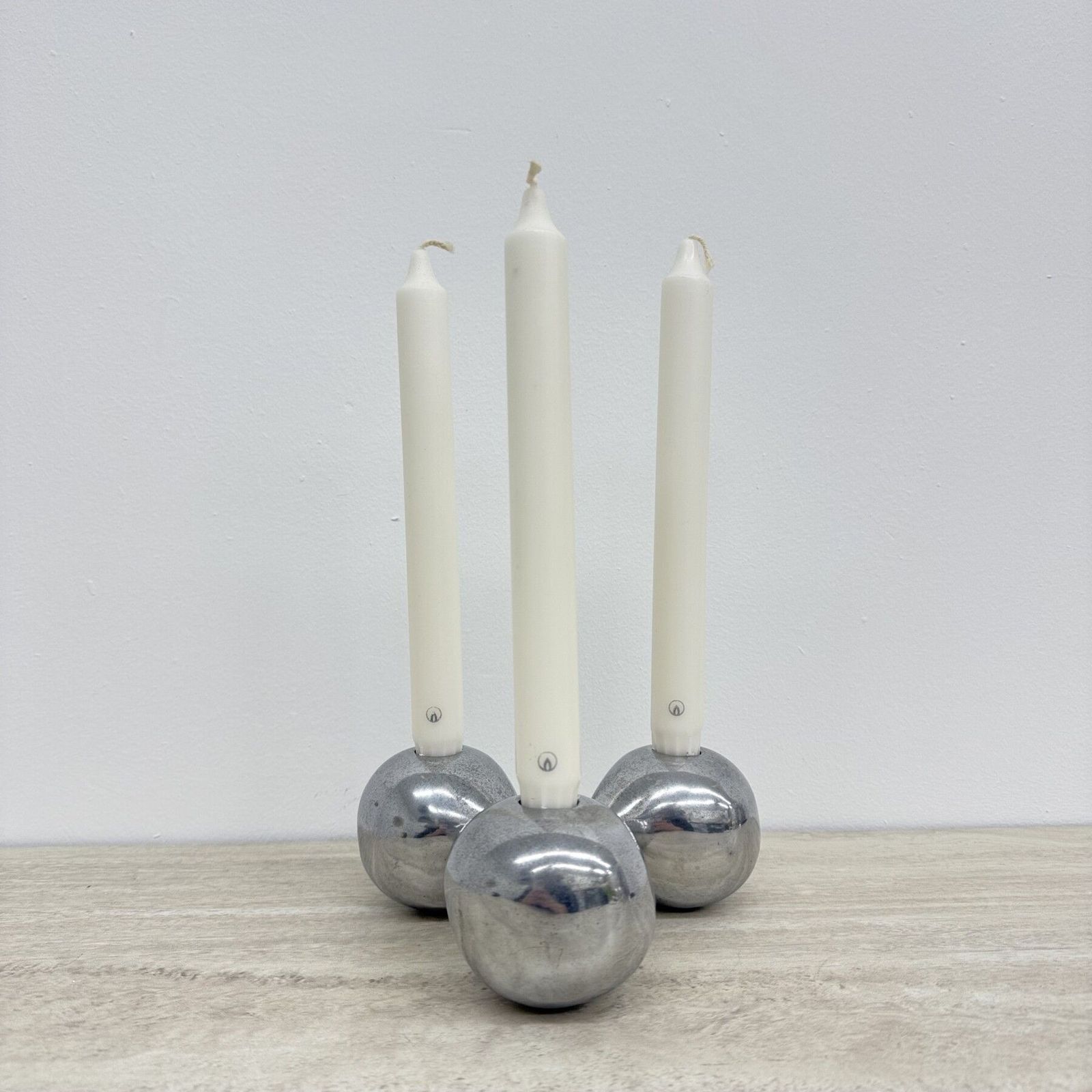 Mid Century Design Atomic Aluminium Kandelaar Bolvorm, Jaren 1970