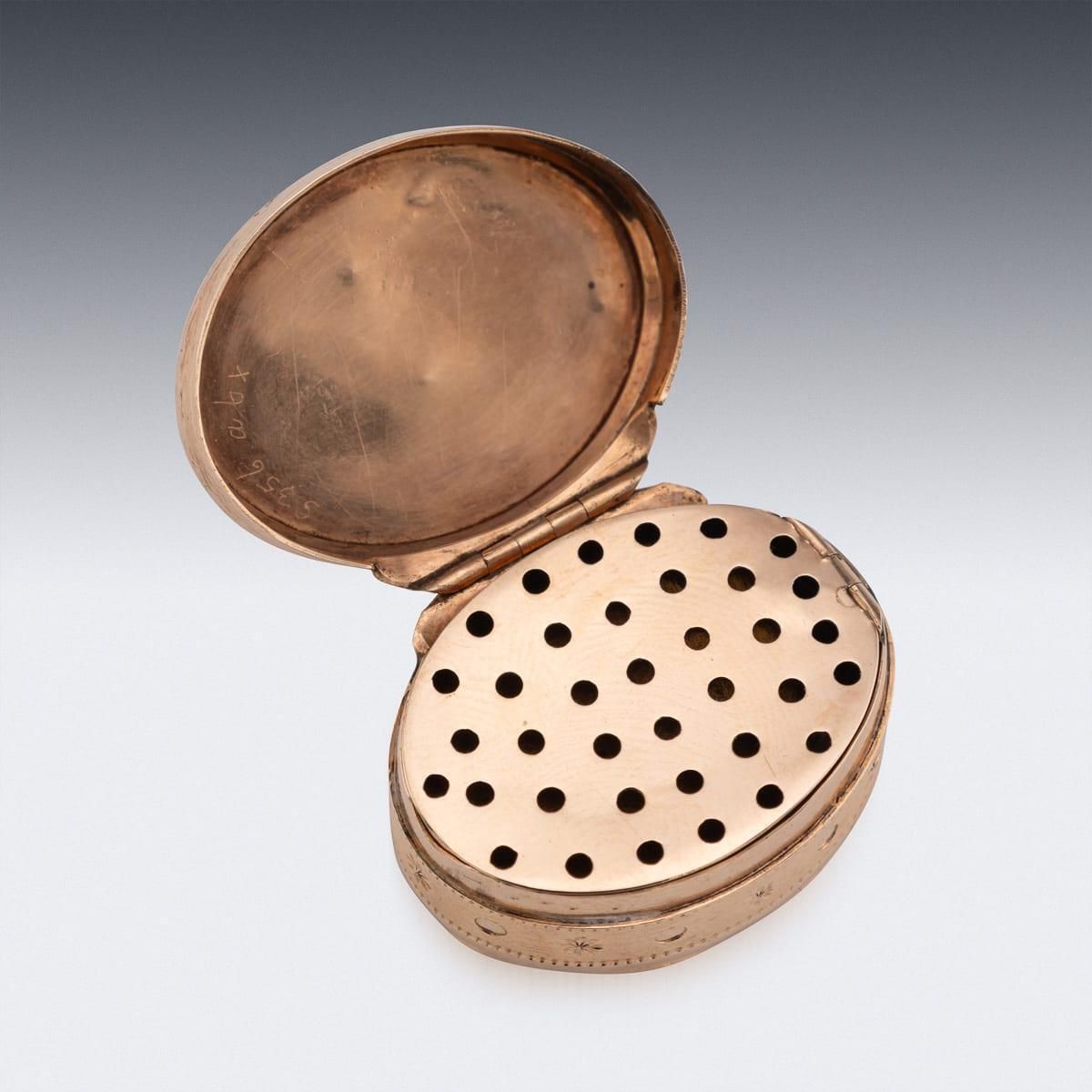 Antique 19th Century Georgian 18k Solid Gold Oval Vinaigrette C.1800 photo vinterior