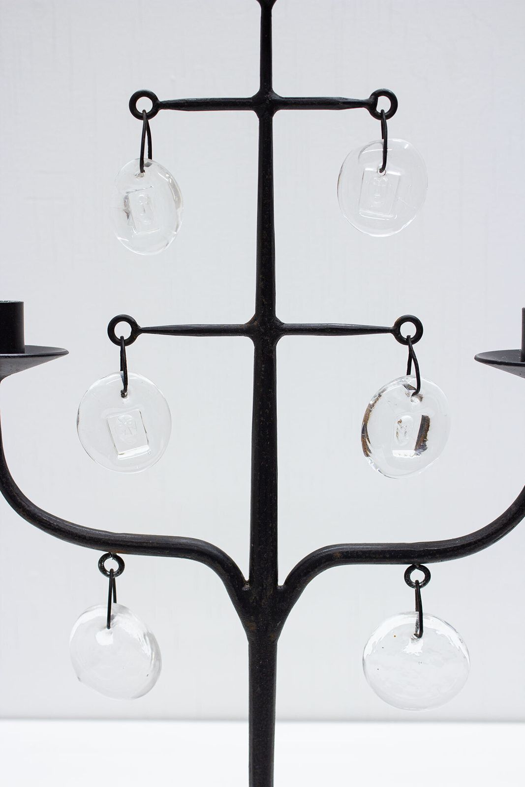 Wrought Iron & Glass Candelabra By Erik Höglund, Sweden, 1960s photo for sale